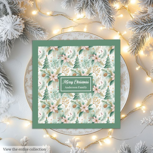 Dill Green Napkins Luxury Holiday Floral Christmas Serviette (Dill Green Napkins Luxury Holiday Floral Christmas)