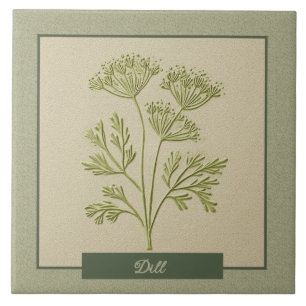 Dill-Kräuter-Küchengarten-Faux-Relief Fliese