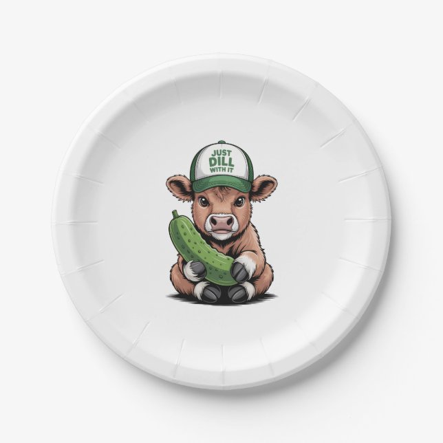 Dill mit ihm Kuh PNG, Funny Pickle Pappteller (Vorderseite)