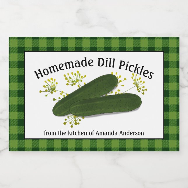 Dill Pickles Kariertes H-Lebensmitteletikett Lebensmitteletikett (Einzelnes Label)