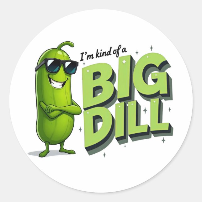 Dill Pickles Lovers Gift - Funny Cartoon Designs Runder Aufkleber (Vorderseite)