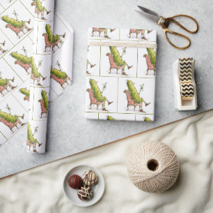 Dillgurke in einem Sessel mit einem Martini Geschenkpapier