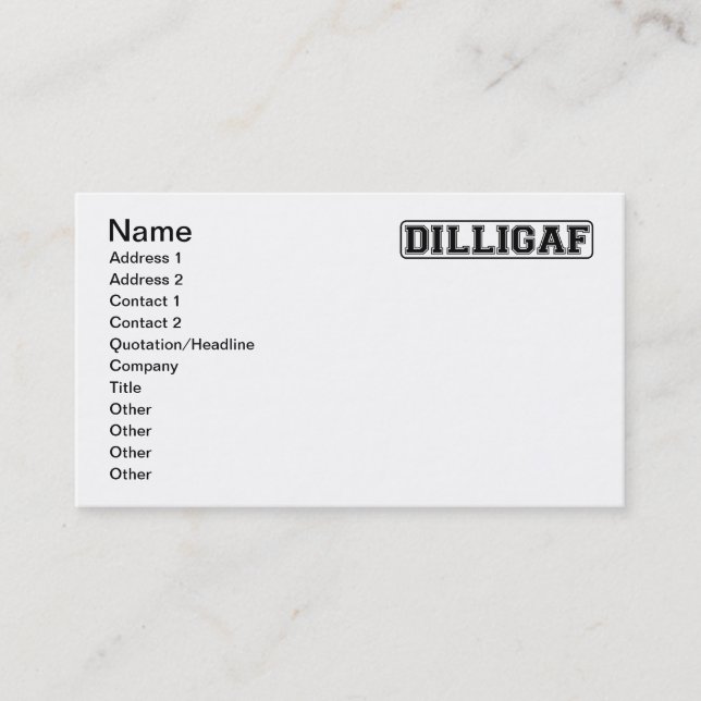 DILLIGAF - Lustige unhöfliche "tun ich schauen, Visitenkarte (Vorderseite)