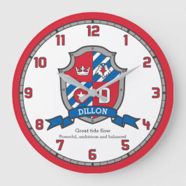 Dillon boys name meaning heraldry knights shield große wanduhr