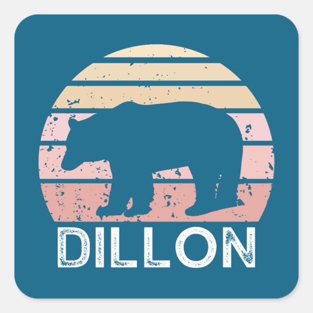 Dillon Colorado Retro Bear Quadratischer Aufkleber (Vorderseite)
