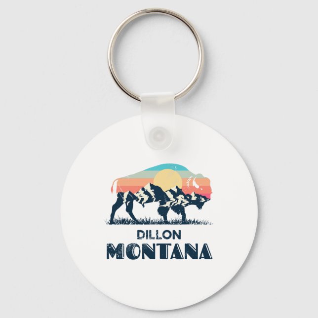 Dillon Montana Vintage Hiking Bison Nature  Schlüsselanhänger (Vorderseite)