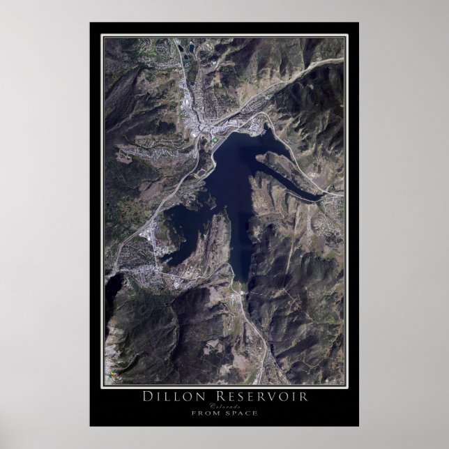Dillon Reservoir Colorado Satellite Poster Karte (Vorne)