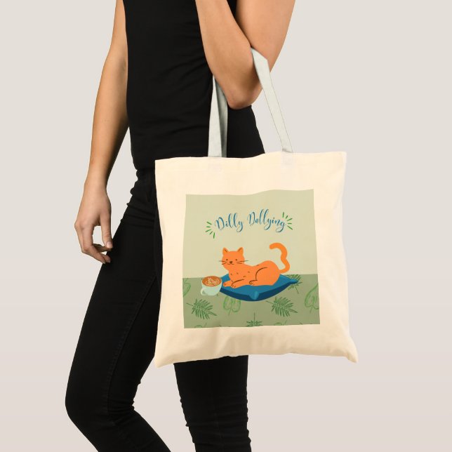 Dilly Dallying Orange Cat Tragetasche (Vorderseite (Produkt))
