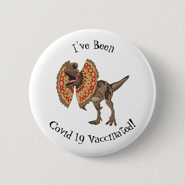Dilophosaurus-Cartoon Button (Vorderseite)