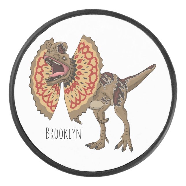 Dilophosaurus-Cartoon Eishockey Puck (Vorderseite)