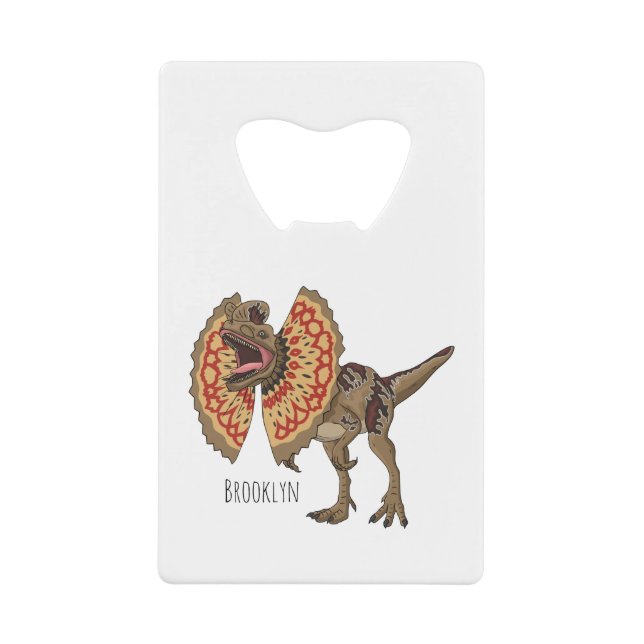 Dilophosaurus-Cartoon Geldbeutel Flaschenöffner (Vorderseite)