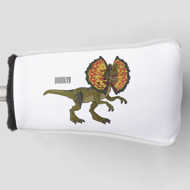 Dilophosaurus-Cartoon Golf Headcover (Vorderseite)