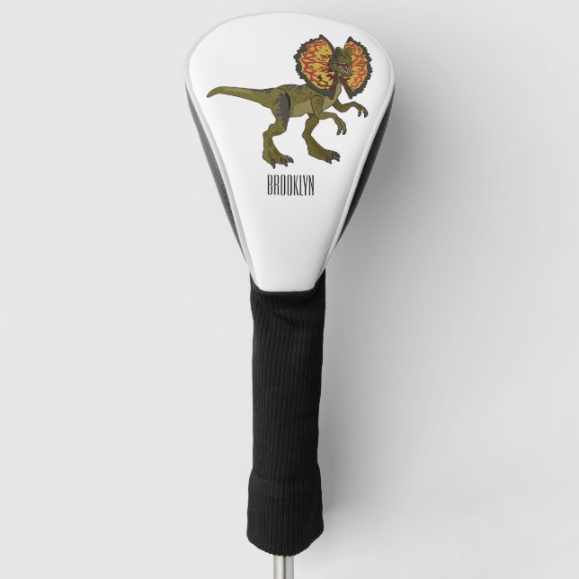 Dilophosaurus-Cartoon Golf Headcover (Vorderseite)