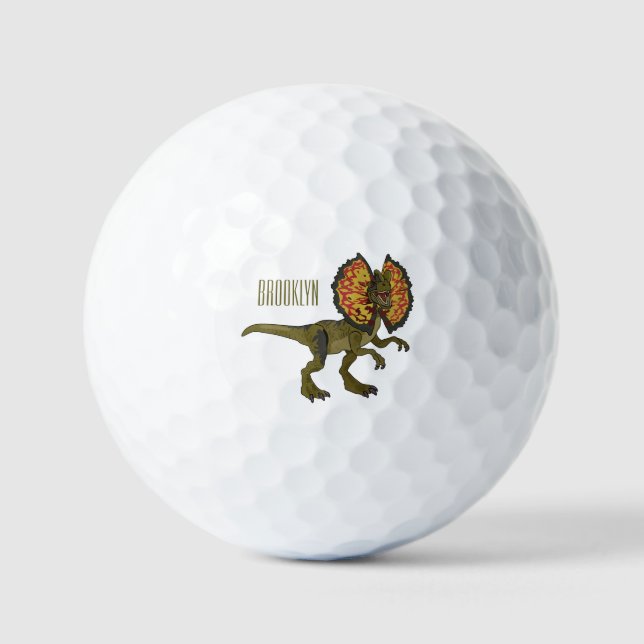 Dilophosaurus-Cartoon Golfball (Vorderseite)