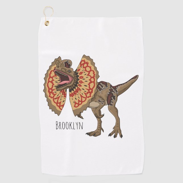 Dilophosaurus-Cartoon Golfhandtuch (Vorderseite)