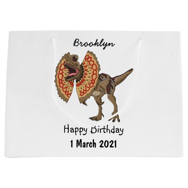 Dilophosaurus-Cartoon Große Geschenktüte (Vorderseite)