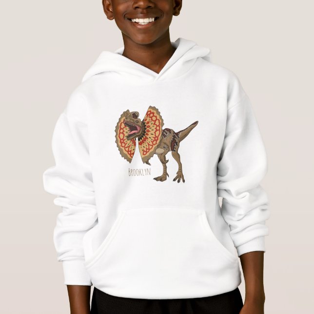 Dilophosaurus-Cartoon Hoodie (Vorderseite)