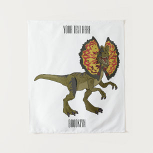 Dilophosaurus Cartoon-Illustration Wandteppich