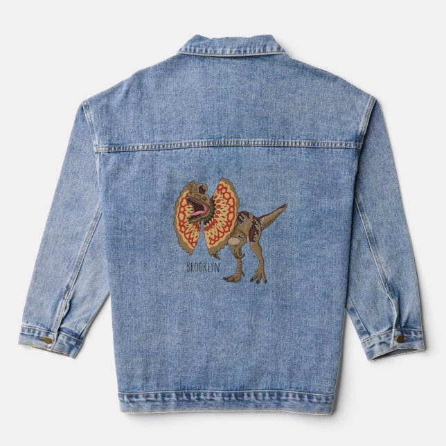 Dilophosaurus-Cartoon Jeansjacke (Rückseite)