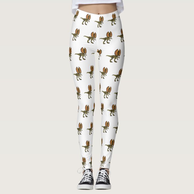 Dilophosaurus-Cartoon Leggings (Vorderseite)
