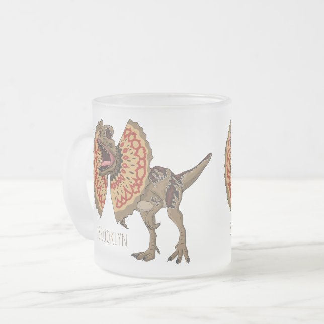 Dilophosaurus-Cartoon Mattglastasse (Vorderseite Links)