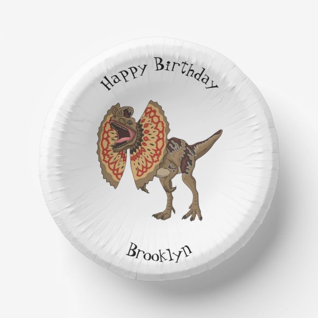 Dilophosaurus-Cartoon Pappteller (Vorderseite)
