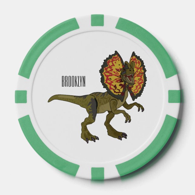 Dilophosaurus-Cartoon Pokerchips (Vorderseite)