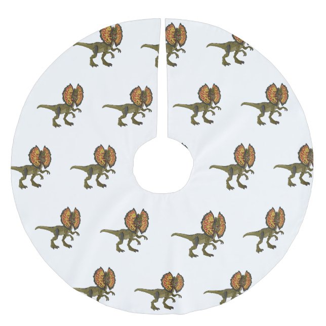 Dilophosaurus-Cartoon Polyester Weihnachtsbaumdecke (Vorderseite)
