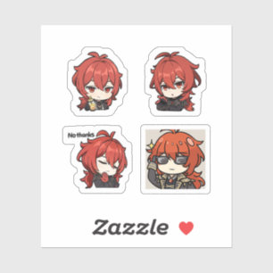 Diluc Genshin Impact 4er Stickerbogen Aufkleber