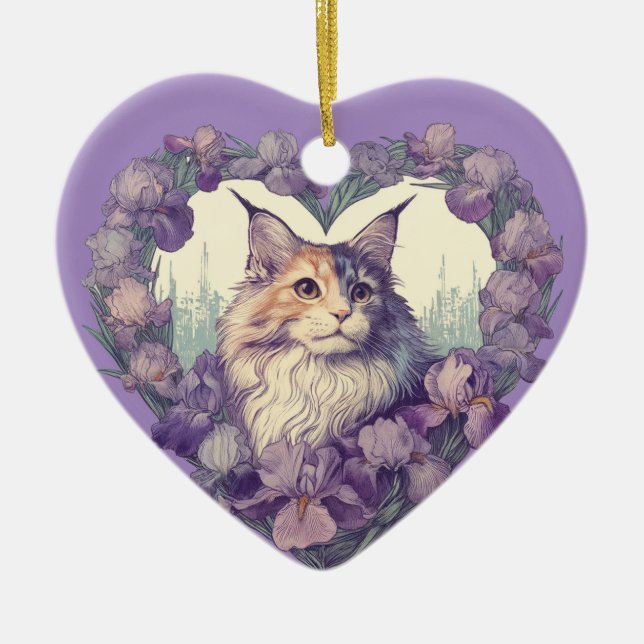 Dilute Calico maine Coon Cat Keramik Ornament (Vorne)