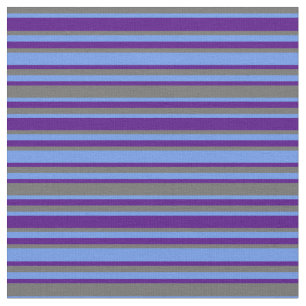 Dim Gray, Cornflower Blue & Indigo Colored Lines Stoff
