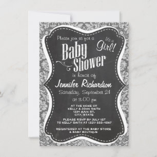 Dim Gray Damask; Retro-Khalkboard Einladung