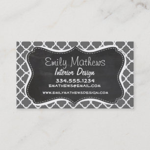 Dim Gray Quatrefoil; Chalkboard-Look Visitenkarte