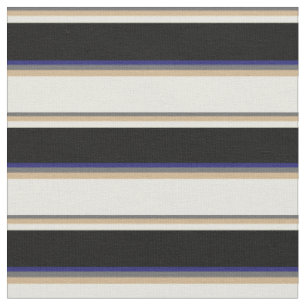 Dim Gray, Tan, Beige, Black & Midnight Blue Lines Stoff