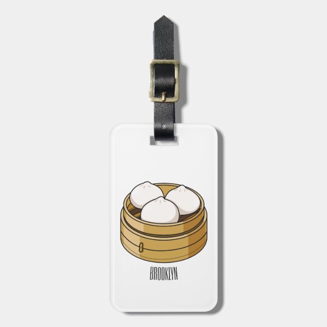 Dim sum Cartoon Illustration Gepäckanhänger (Vorderseite vertikal)