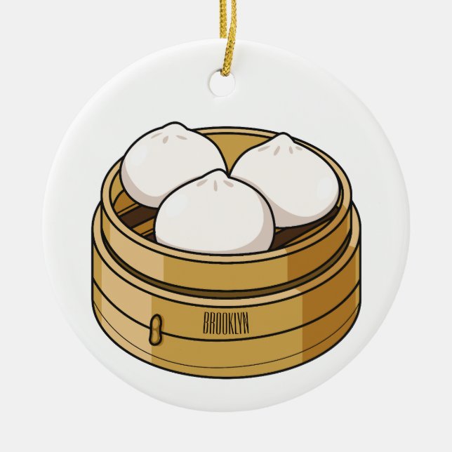 Dim sum Cartoon Illustration Keramik Ornament (Vorne)