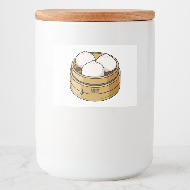 Dim sum Cartoon Illustration Lebensmitteletikett (Vorderseite)