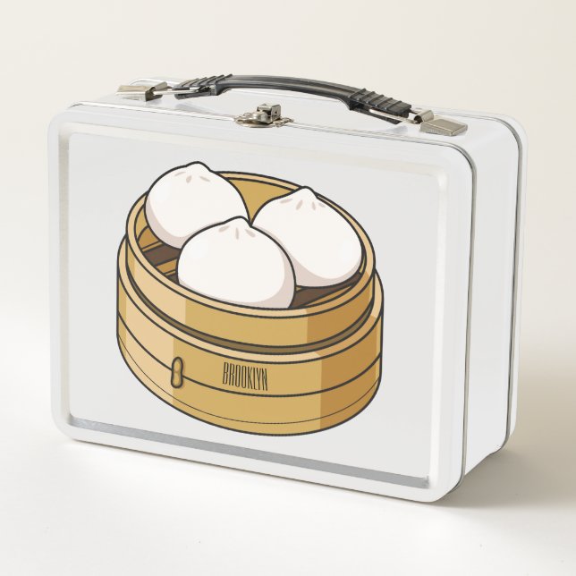 Dim sum Cartoon Illustration Metall Brotdose (Vorderseite)