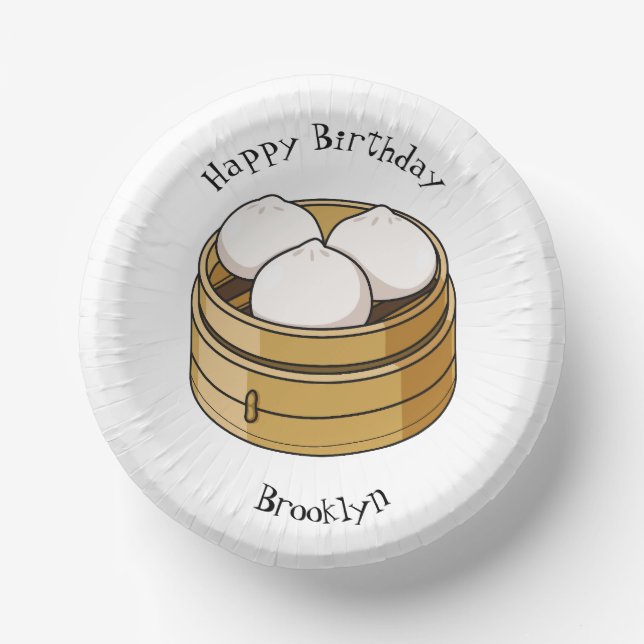 Dim sum Cartoon Illustration Pappteller (Vorderseite)