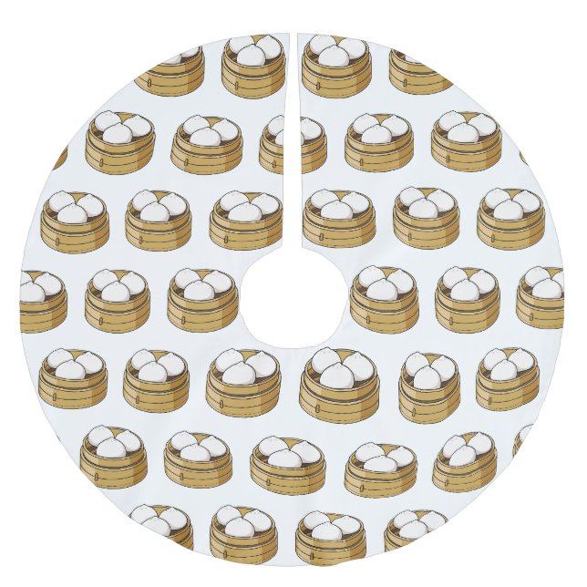 Dim sum Cartoon Illustration Polyester Weihnachtsbaumdecke (Vorderseite)