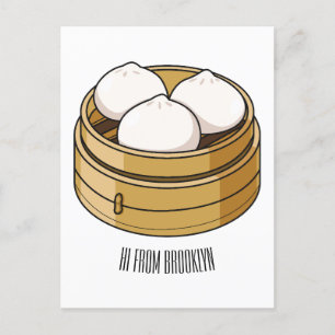 Dim sum Cartoon Illustration Postkarte