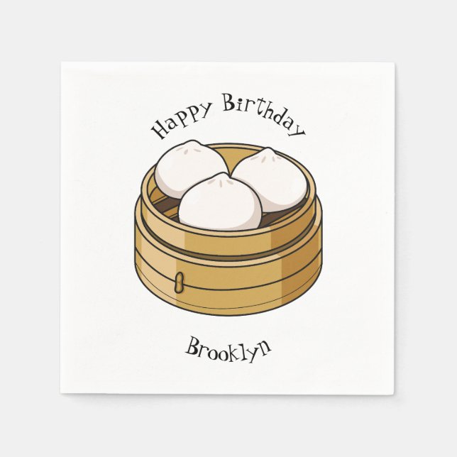 Dim sum Cartoon Illustration Serviette (Vorderseite)