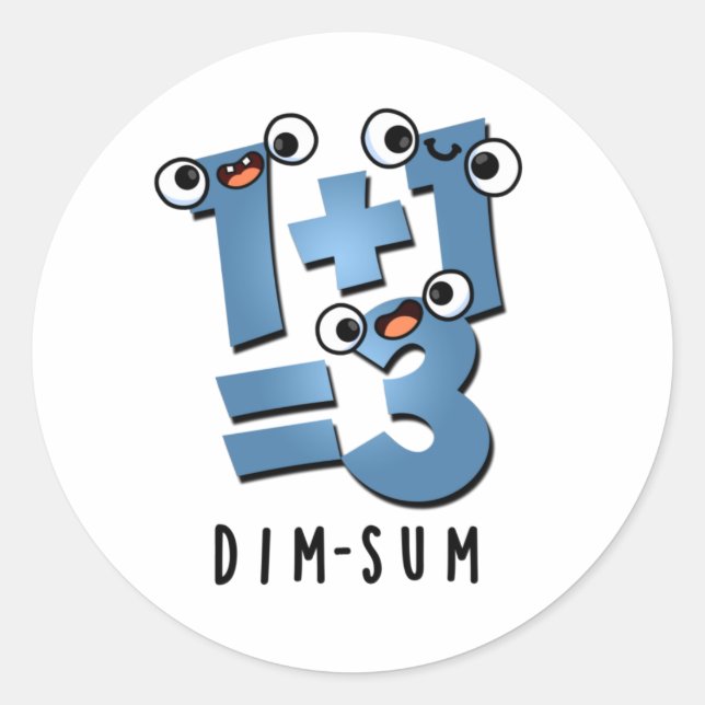 Dim Sum Funny Mathematics Food Pun Runder Aufkleber (Vorderseite)