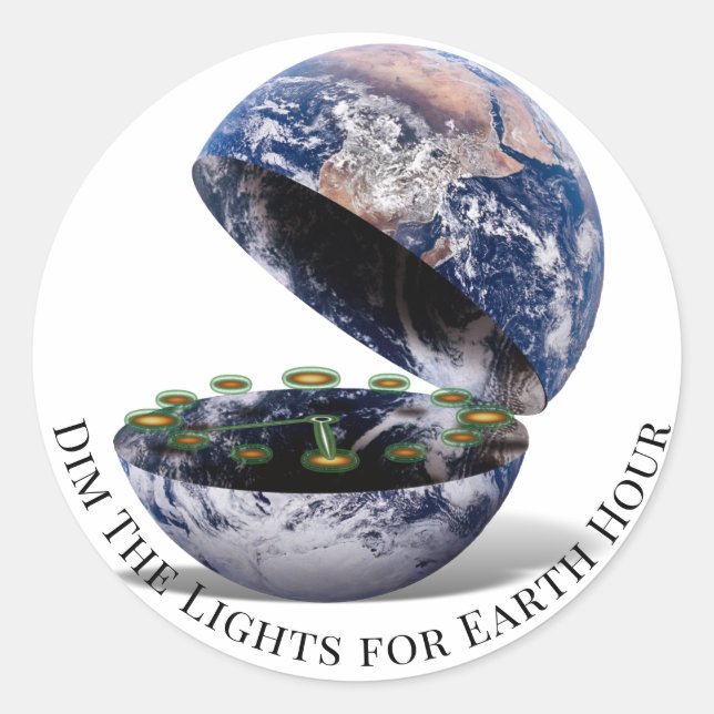 Dim the Lights Earth Hour Runder Aufkleber (Vorderseite)
