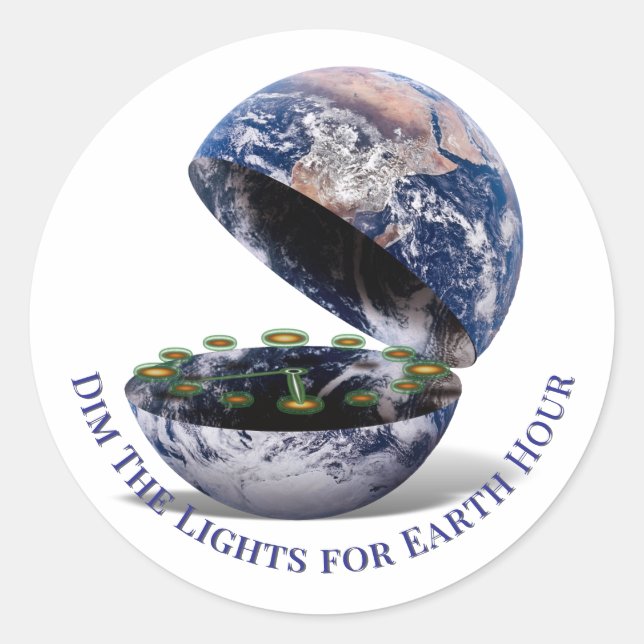 Dim The Lights Earth Hour  Runder Aufkleber (Vorderseite)