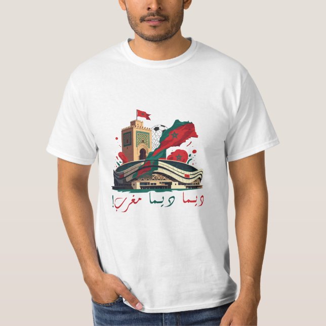 "Dima Dima Maghrib" - marokkanischer Stolz T-Shirt (Vorderseite)