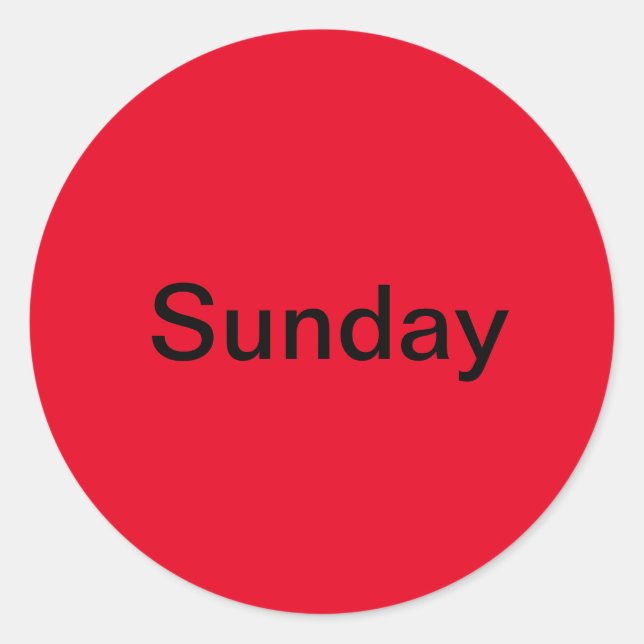 Dimanche Jour de la semaine Stickers rouges (Devant)