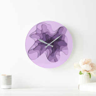 Dimensional Effect Elegant Ombre Lila Layers Große Wanduhr