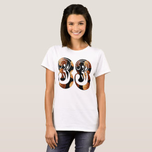 Dimensional Orange Schwarze Basketball Nummer 33, T-Shirt
