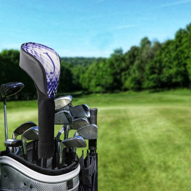 Dimensional Square Navy-J Golf Head Cover Headcover (This Dimensional Square-Navy-J Pickleball Paddle design displays an elegant, Abstract pattern!)